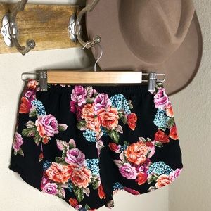Floral silk shorts